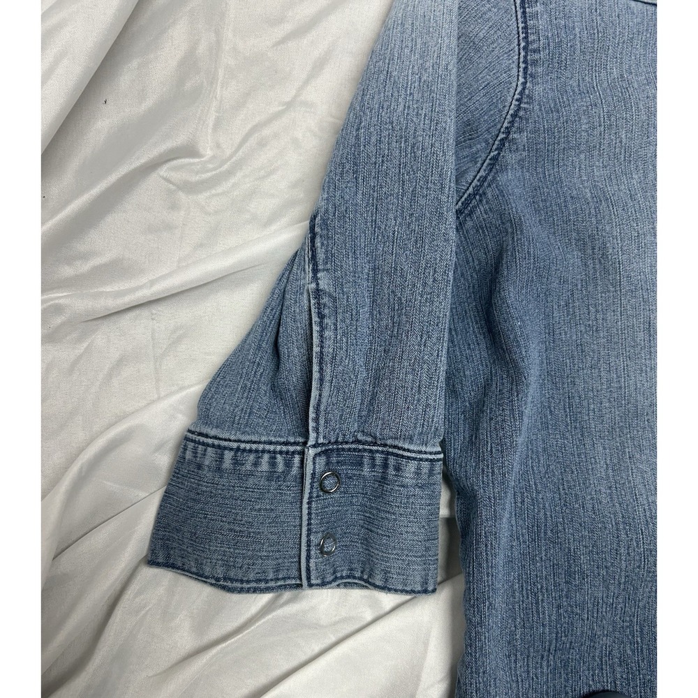 Polo Jeans Co Ralph Lauren Women's Western VTG Denim Shirt 3/4 Sleeves Snaps L - Picture 7 of 15